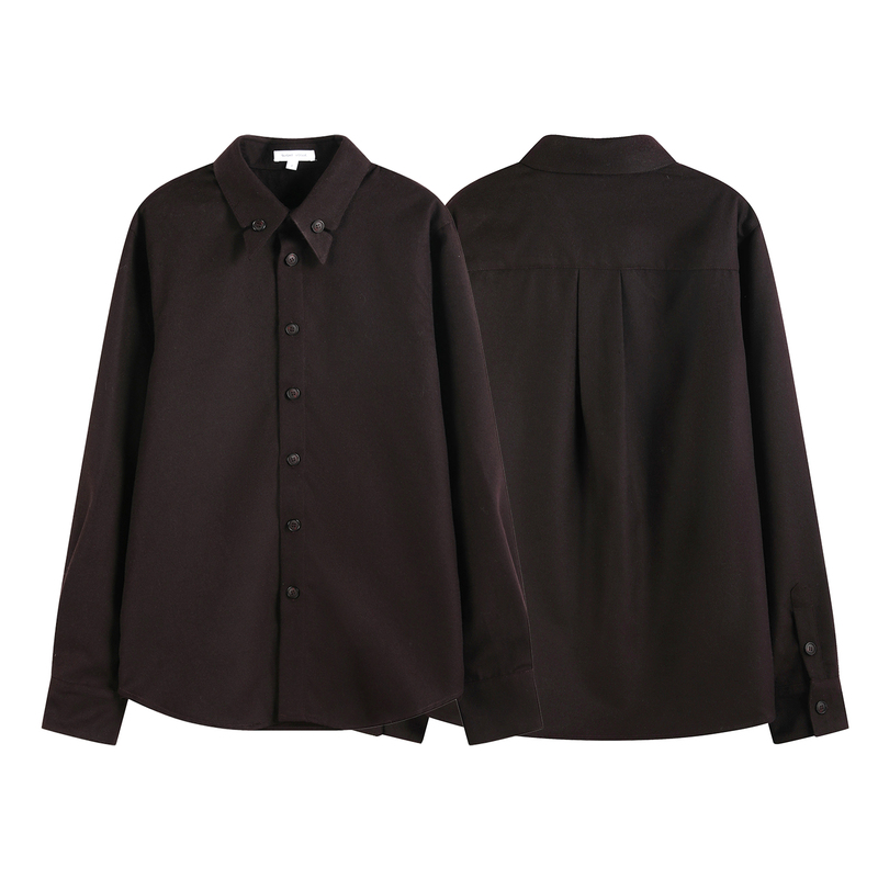 Slight Vogue丨Wool Purple Double-Pointed Arc Butterfly Collar Button Tencel Inner Layer Long-Sleeved Shirt