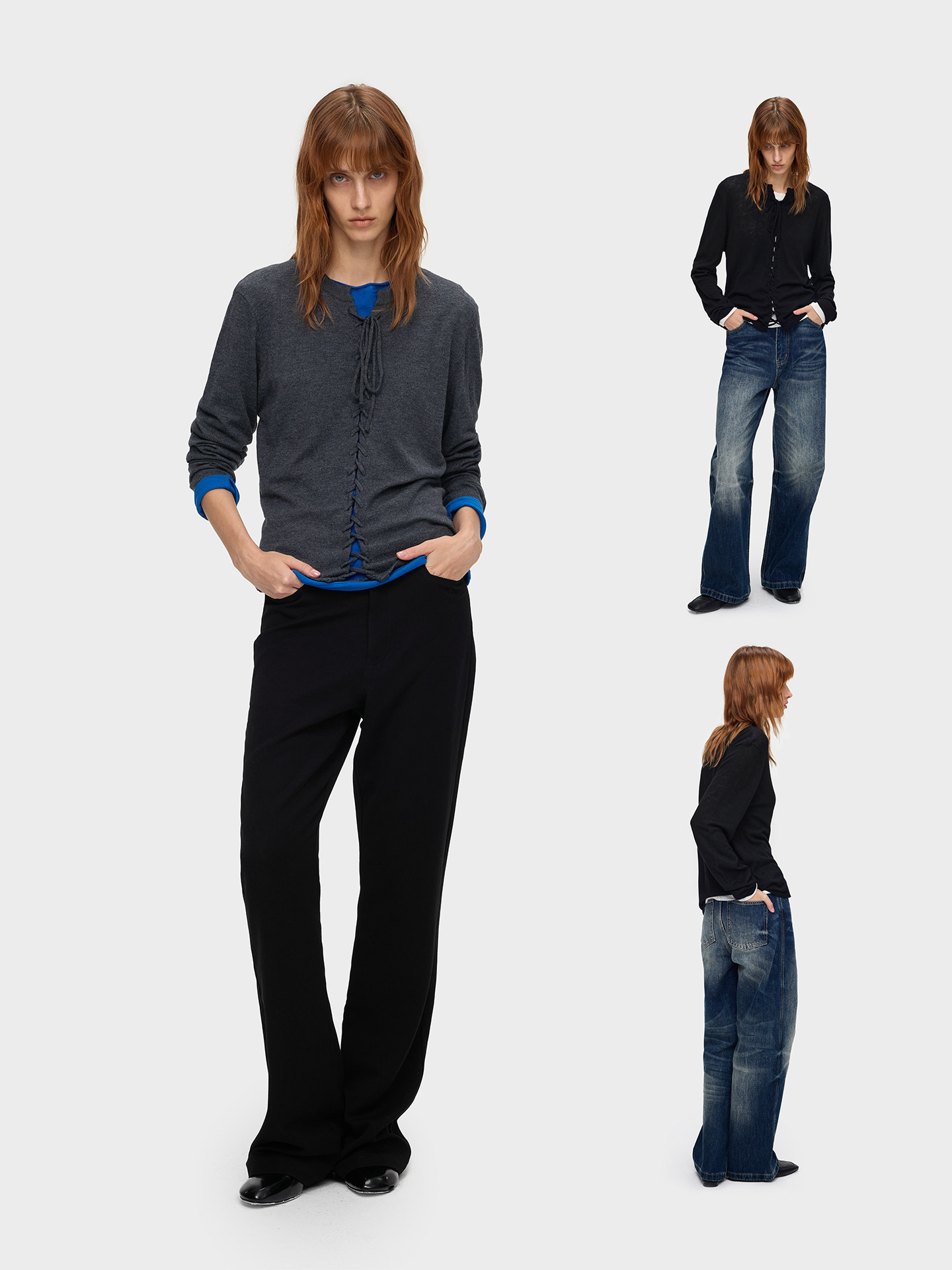 Slight Vogue Wool Braided Tie-Front Knit T-Shirt