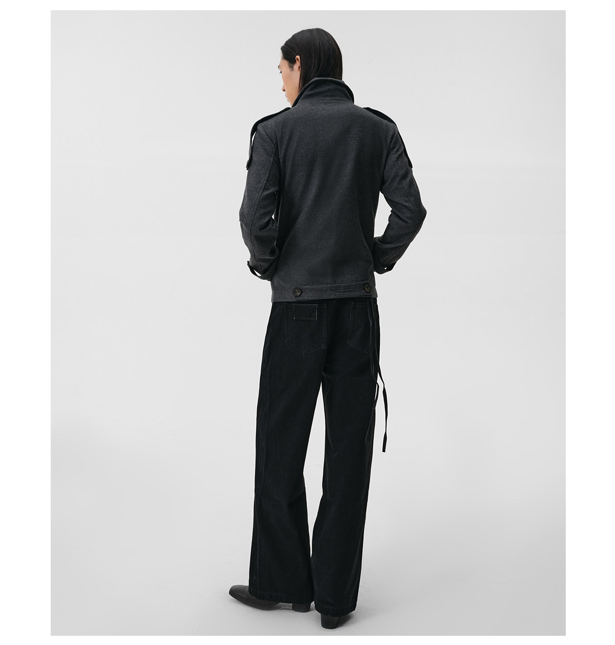 Slight Vogue Grey Stand-Collar Double-Breasted Coat