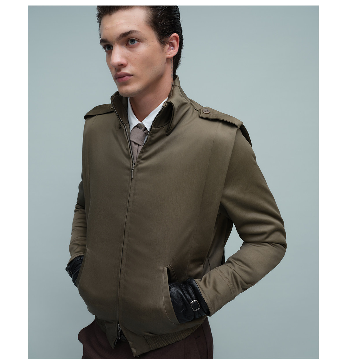 Slight Vogue Satin-Feel Epaulet Padded Jacket