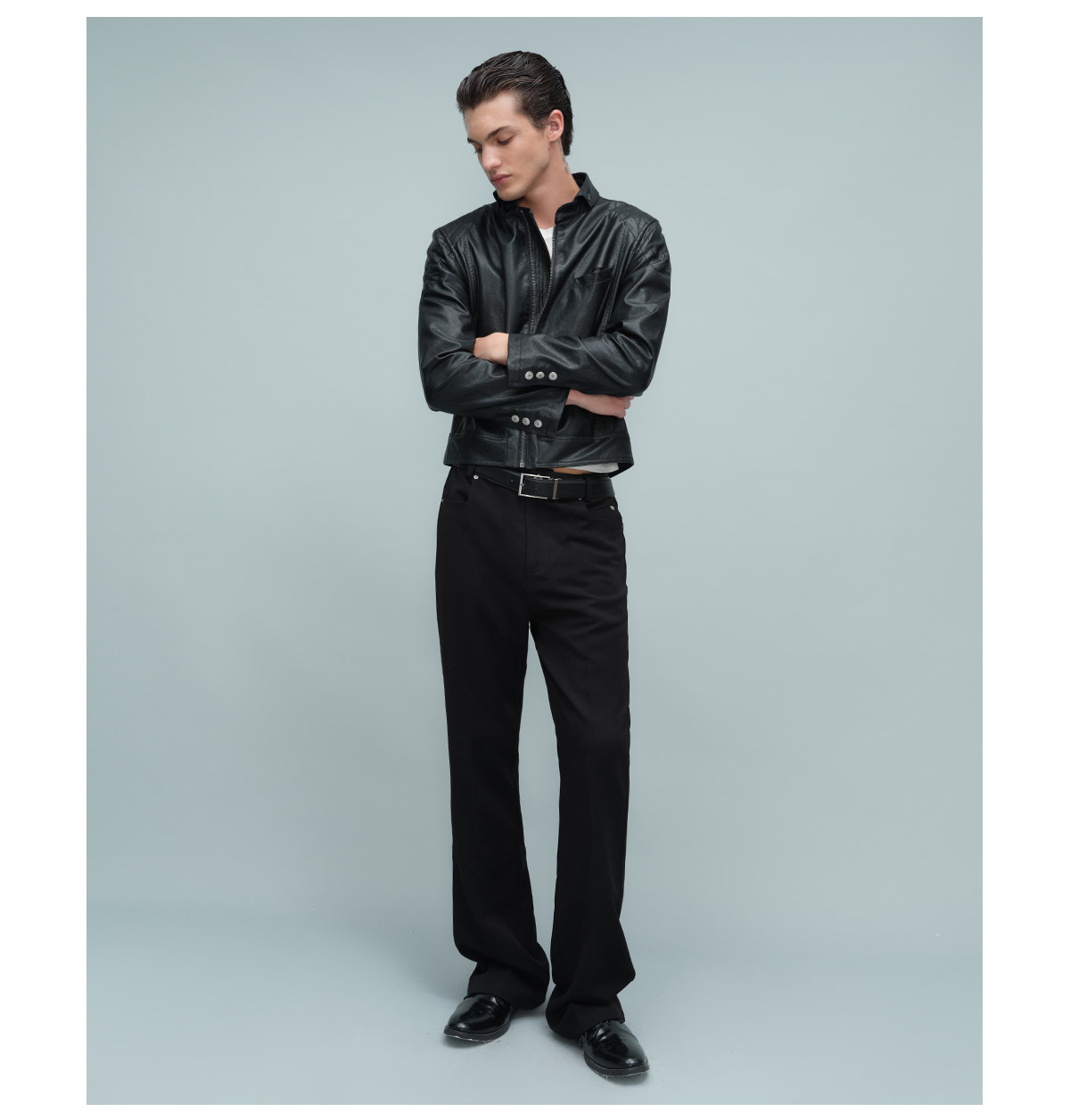 Slight Vogue Quilted Fold-Over Collar Moto Jacket