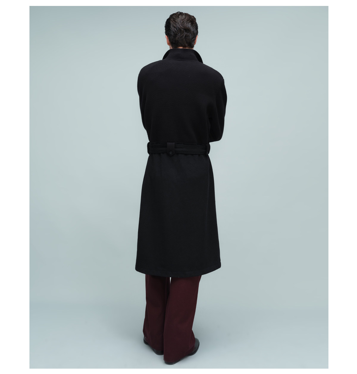 Slight Vogue Black Drop-Shoulder Long Coat