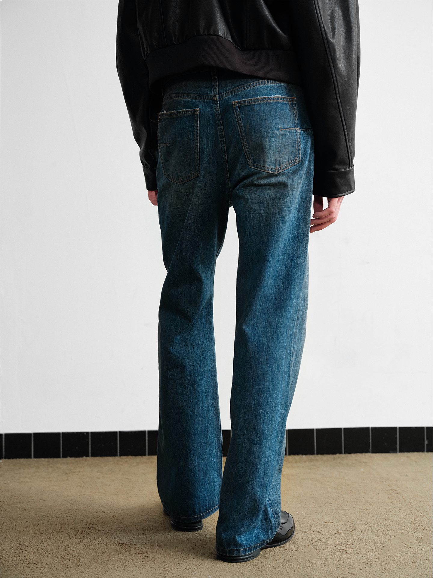 Slight Vogue Slightly Distressed Straight-Leg Jeans