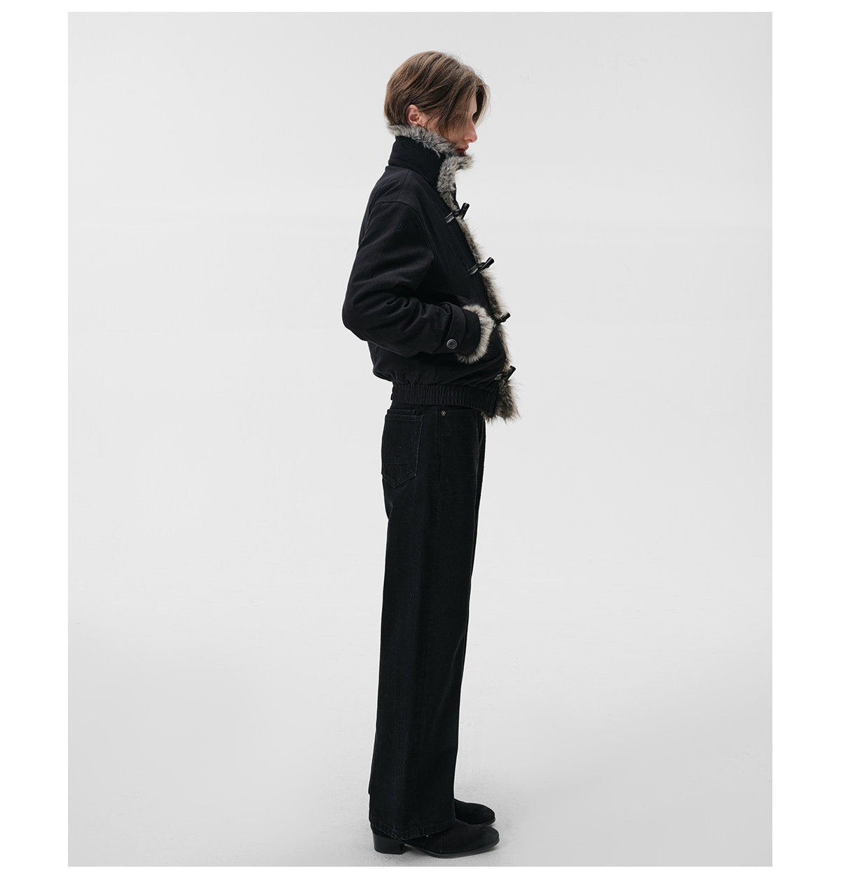 Slight Vogue Brown Horn-Button Padded Coat