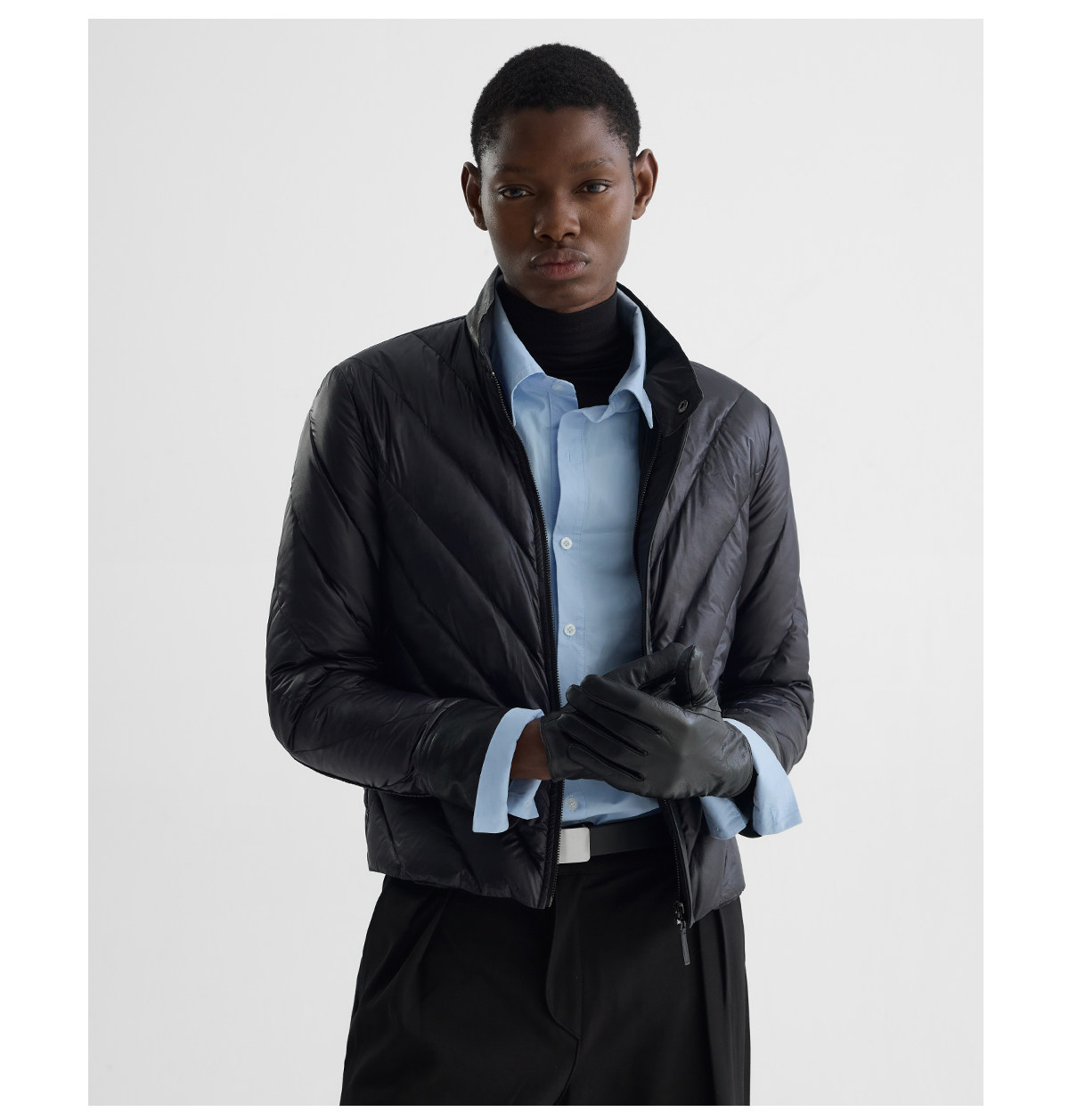 Slight Vogue 95g Leather-Paneled Quilted Down Jacket