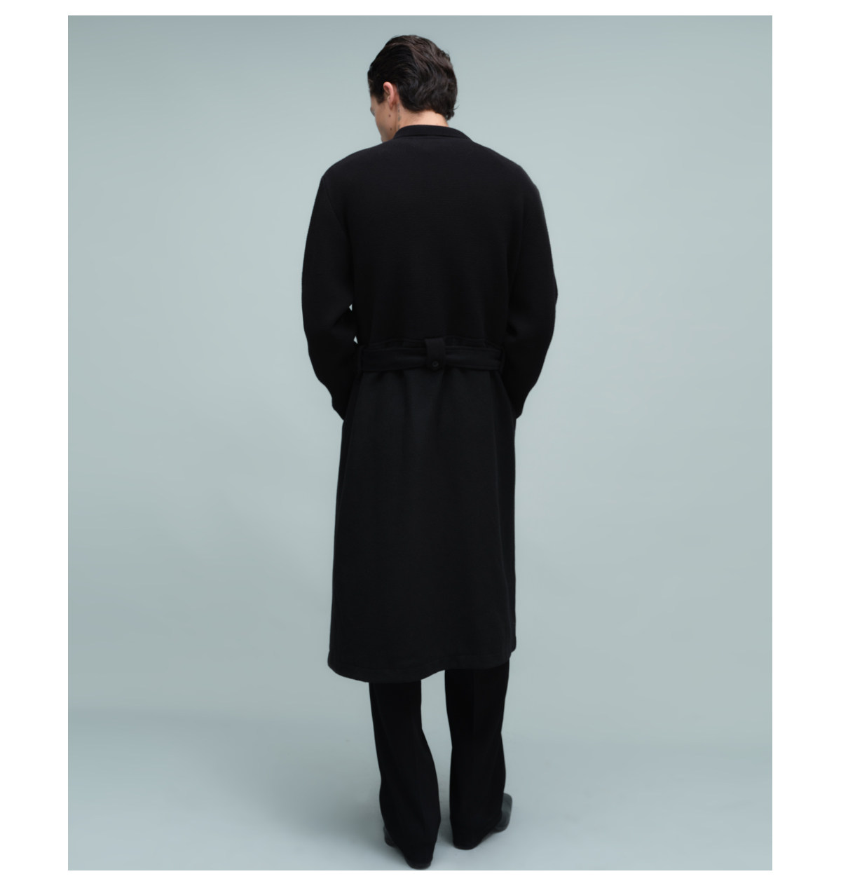 Slight Vogue Black Drop-Shoulder Long Coat