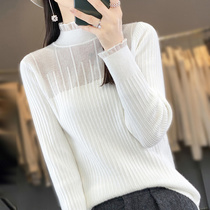 2024 spring womens knitwear organe hollowed-out lotus lace