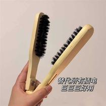Say goodbye to sofa frizz pig bristle splint comb for womens home styling fluffy and curly hair straightening and smoothing comb