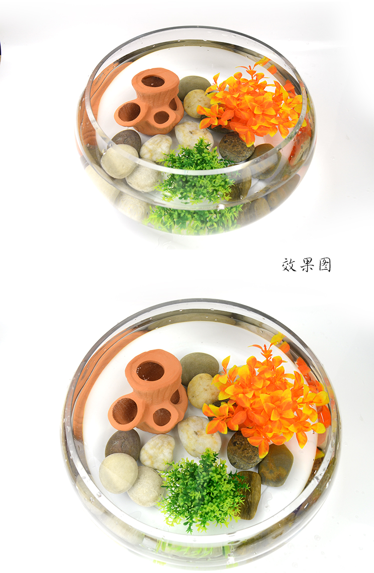 Bể cá tròn bể cá nhỏ bể cá trang trí cảnh quan gói đá mô phỏng nước cỏ chậu sinh sản bể nhỏ đồ trang trí - Trang trí nội thất trang trí phòng khách nhà ống