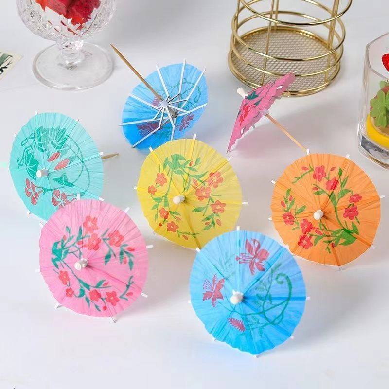 Small Oil-Paper Umbrella, Mini Children's Umbrella, Cocktail Decoration Umbrella, Antique Classic Style, Six Colors Mixed, Sunshade