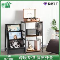 Simple Home Floor Style Black Glue Record Containing Shelf Stratigraphic Book Plotbook exhibition Carbon Steel Recorder Shelf