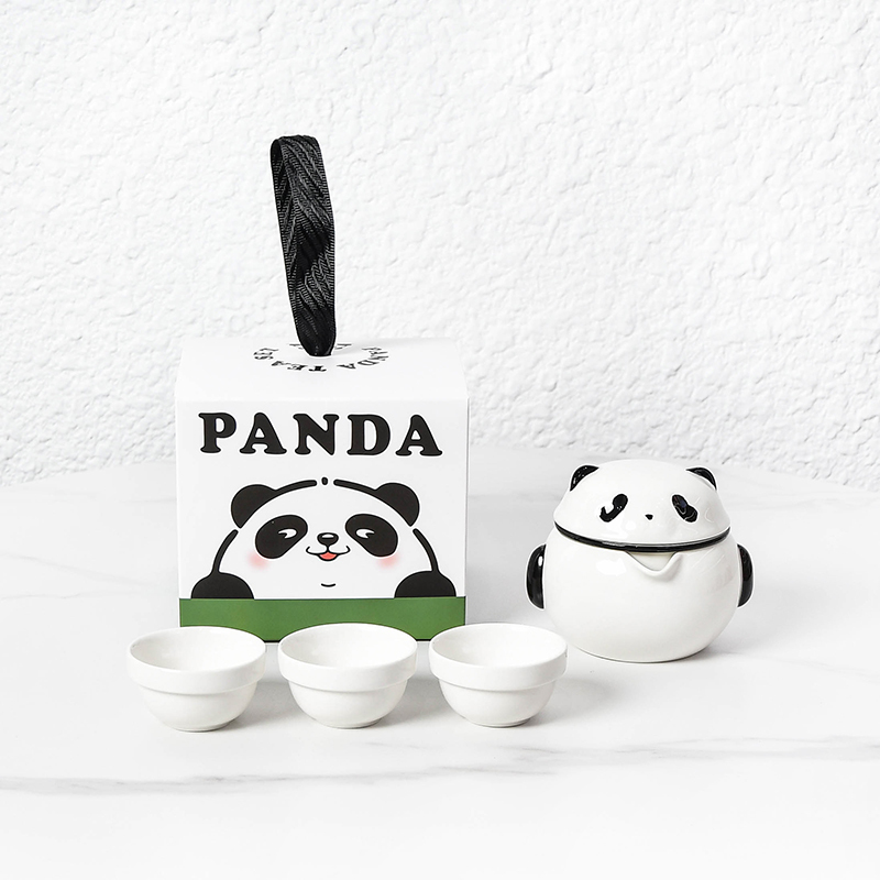 Cute Panda One Pot Three Cups Portable Travel Tea Set Outdoor Camping Kung Fu Tea Cup Single Person Tea Brewing Pot Cute Panda One Pot Three Cups Portable Travel Tea Set Outdoor Camping Kung Fu Tea Cup Single Person Tea Brewing Pot