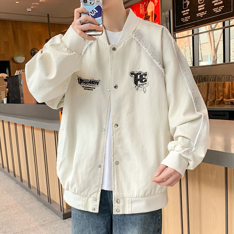 Spring and Autumn Denim Jacket for Boys, Trendy Brand, Middle and High School Student Jacket, Cool and Handsome Youth Pilot Baseball Uniform