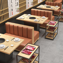 Theme restaurant barbecue hot pot restaurant table and chair combination hotel dining table and chair wall booth sofa western restaurant booth