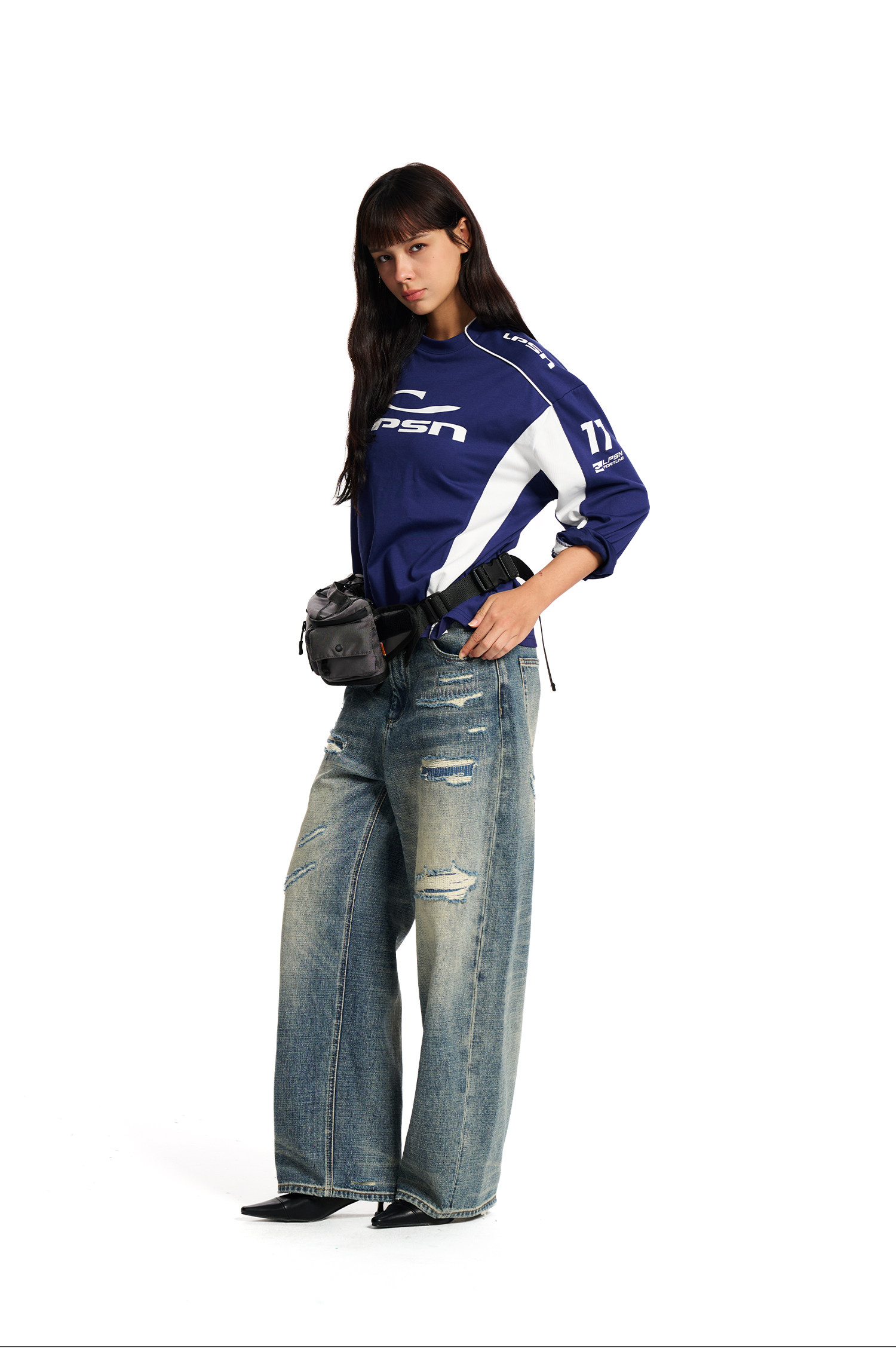 Loopsoon Contrast-Stitch Long-Sleeve Tee
