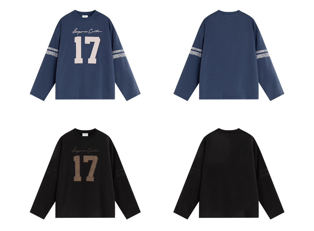 Loopsoon Number Patch Loose Long-Sleeve Tee