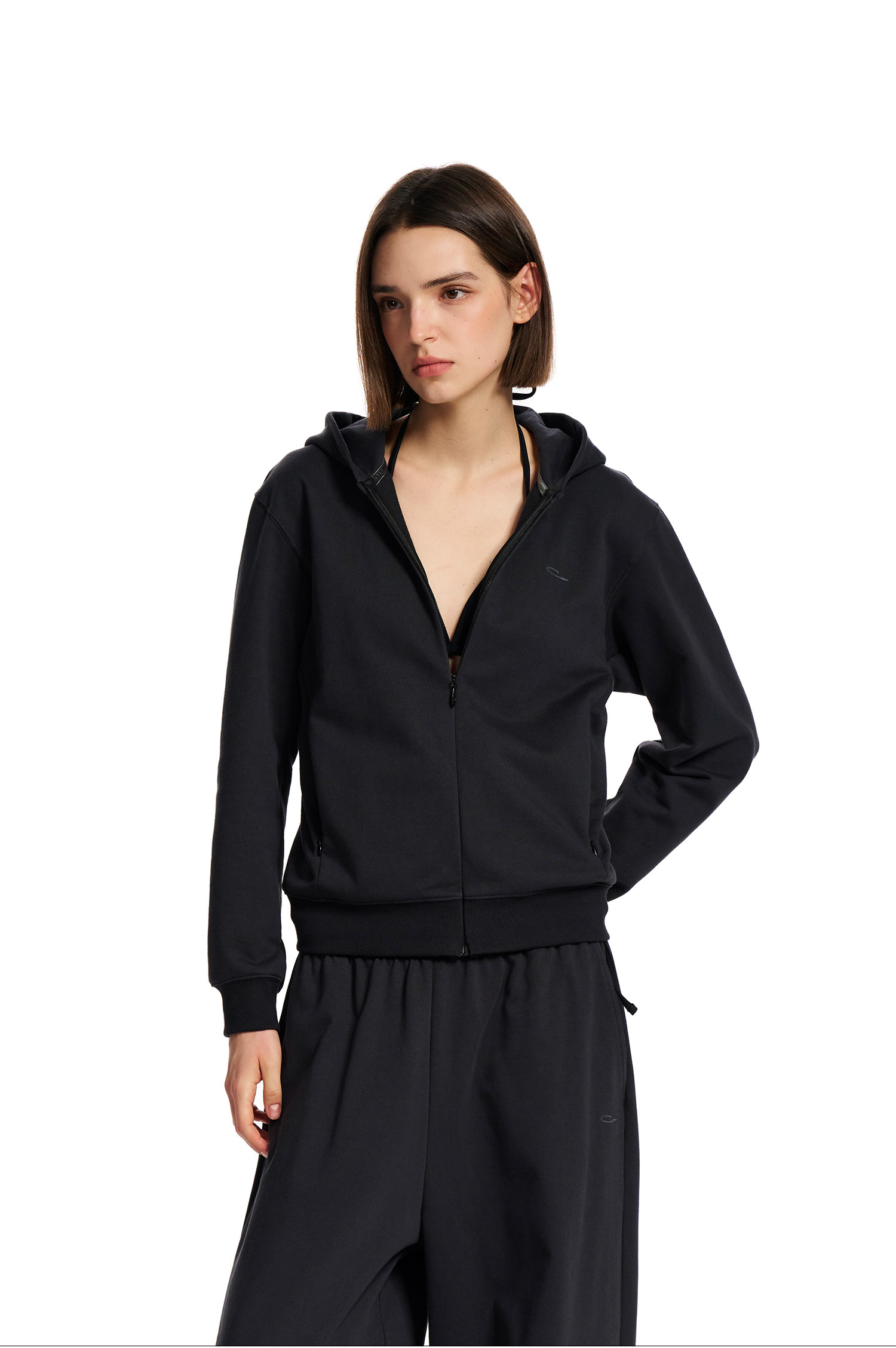 Loopsoon Embroidered Zip-Up Hoodie