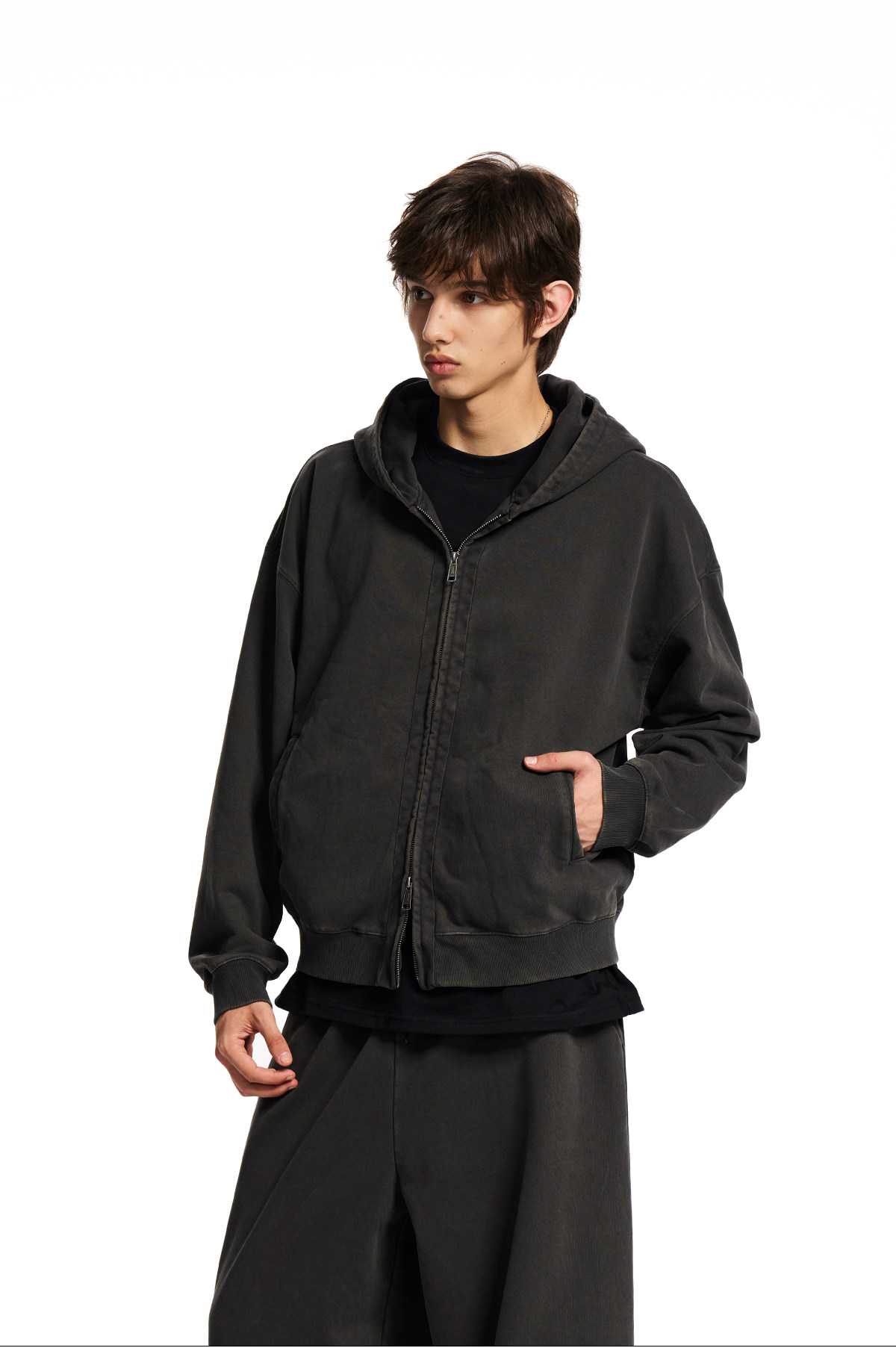 Loopsoon Washed Zip-Up Hoodie