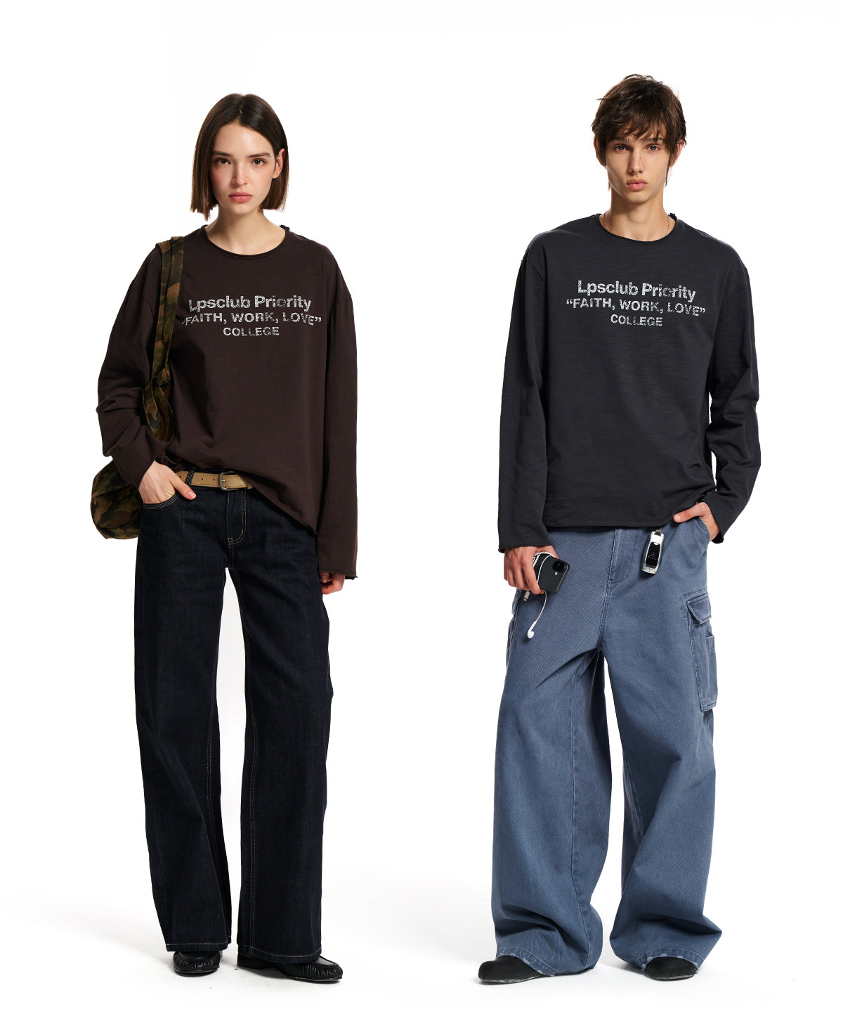 Loopsoon Washed Print Loose Long-Sleeve Tee