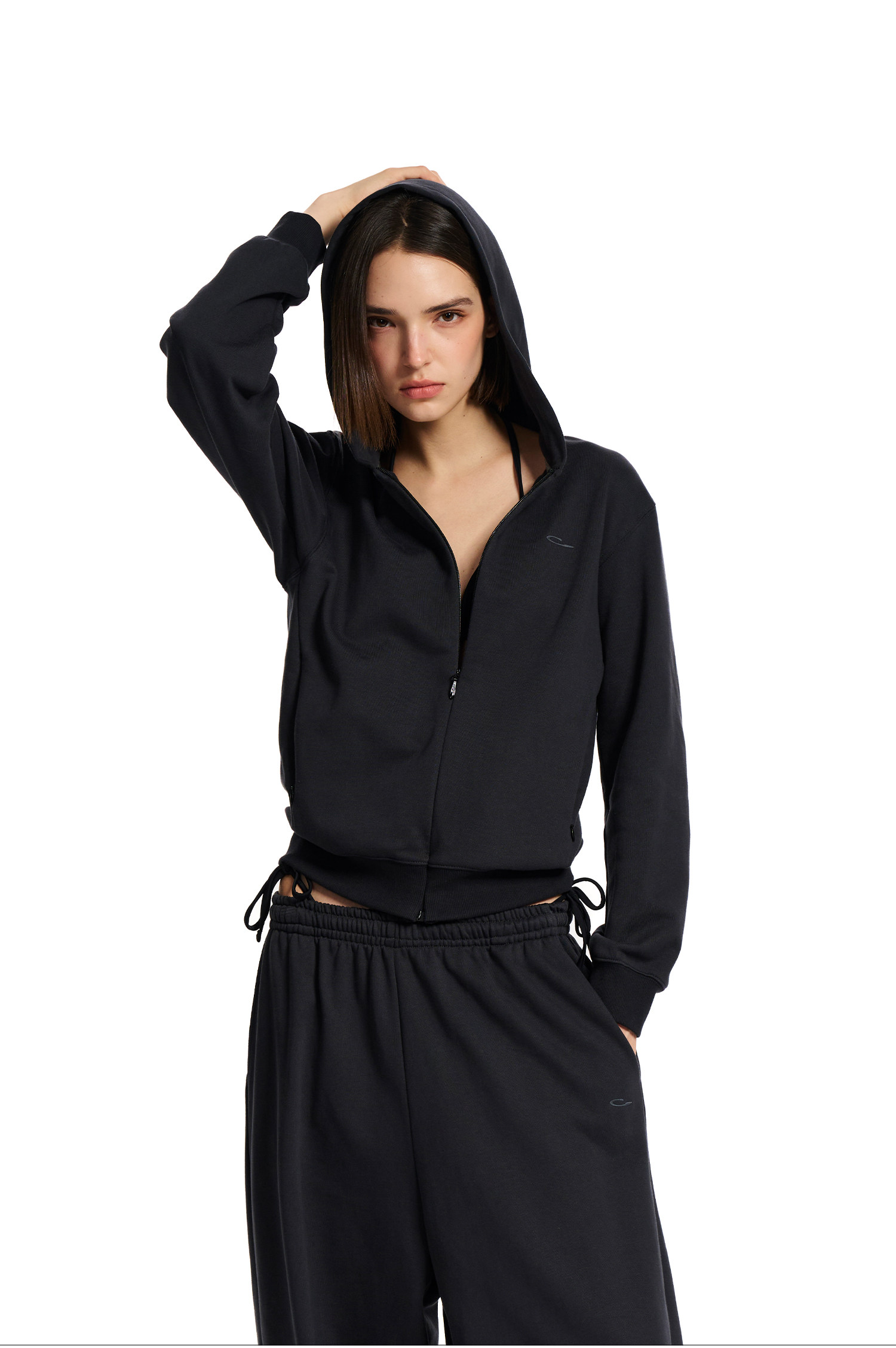 Loopsoon Embroidered Zip-Up Hoodie