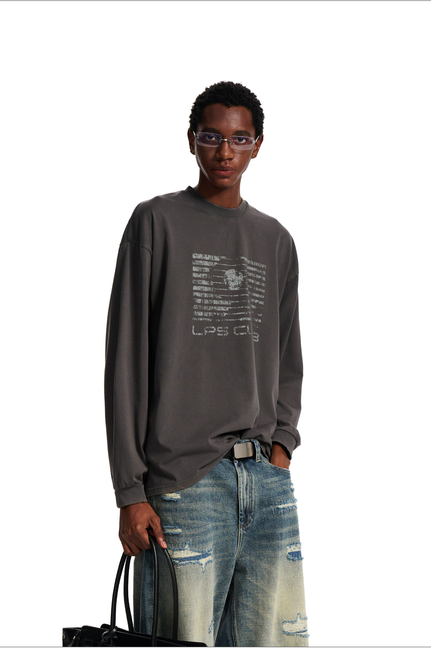 Loopsoon Gradient Washed Graphic Long-Sleeve Tee