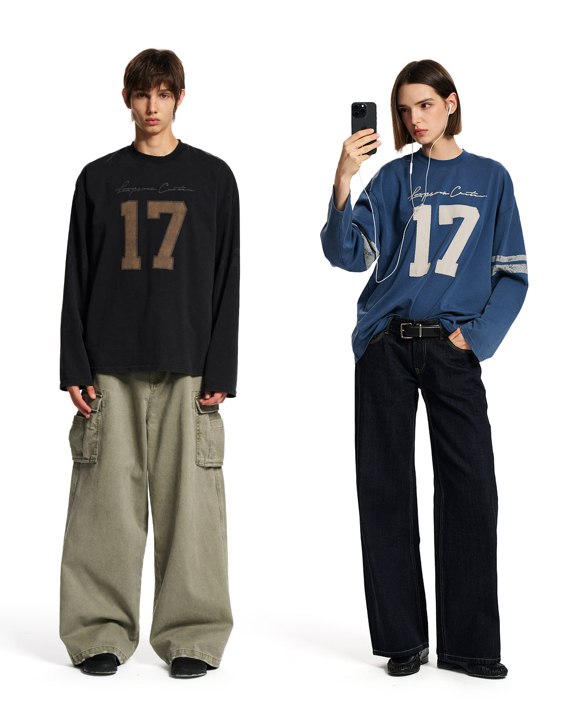 Loopsoon Number Patch Loose Long-Sleeve Tee