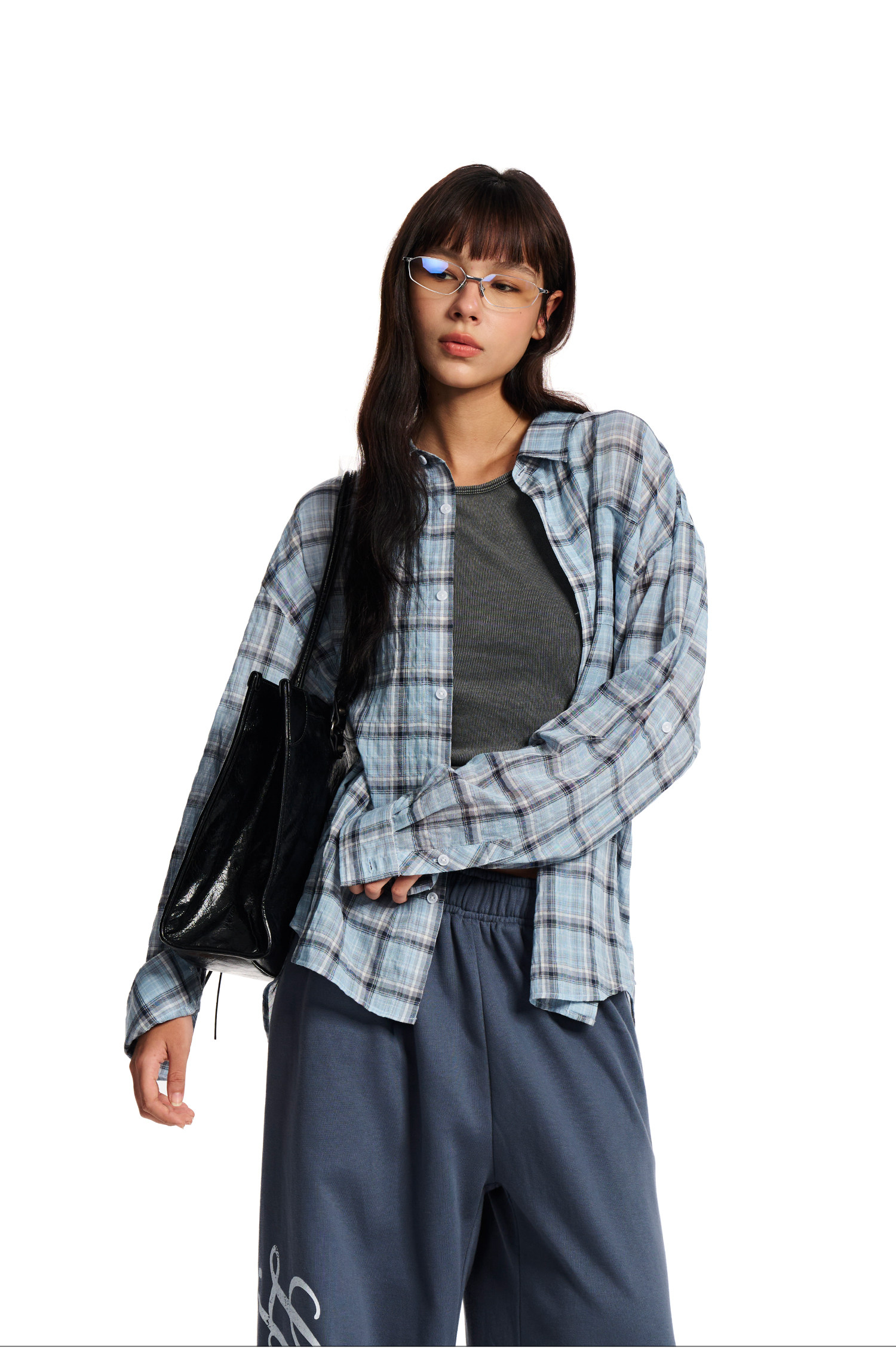 Loopsoon Plaid Drop-Shoulder Shirt