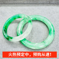 High ice glass floating flower African green jade bracelet jade bracelet lady fairy temperament natural jade