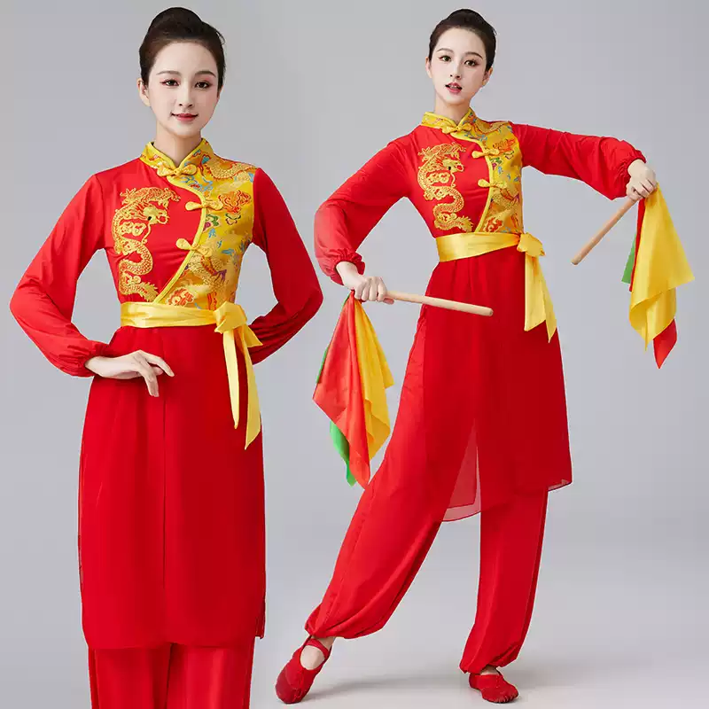 Quần áo trống quần áo biểu diễn cho phụ nữ phong cách Trung Quốc mới đội trống eo lễ hội múa vuông trang phục khiêu vũ quần áo biểu diễn phong cách dân tộc
