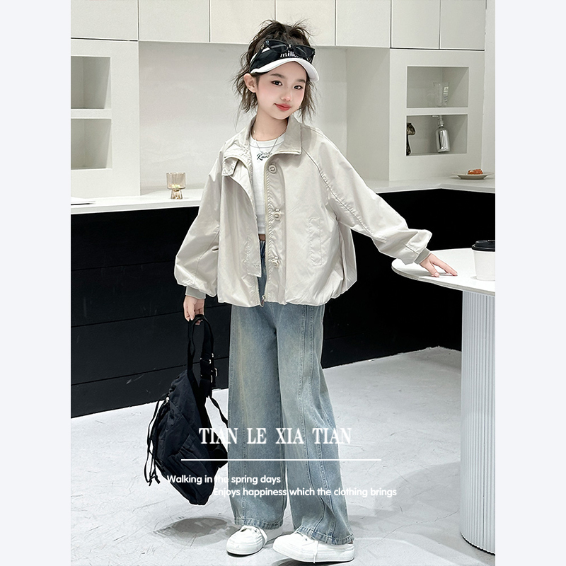 Girls' Spring Coat 2025 New Style Western-Style Short Trench Coat for Older Children, Thin Spring Jacket for Girls Girls' Spring Coat 2025 New Style Western-Style Short Trench Coat for Older Children, Thin Spring Jacket for Girls