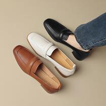 Directly supplied from the factory great to wear ~ square toe one-legged loafers for women new retro commuter thick heel shoes