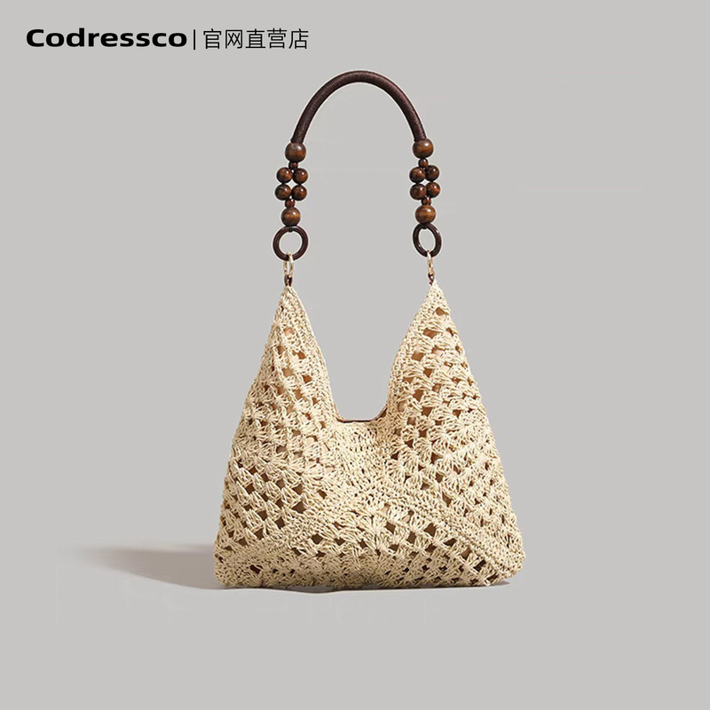 Summer Straw Woven Bag for Women 2026 New Style Seaside Vacation Beach Hollow Tote Bag Woven Basket Shoulder Bag