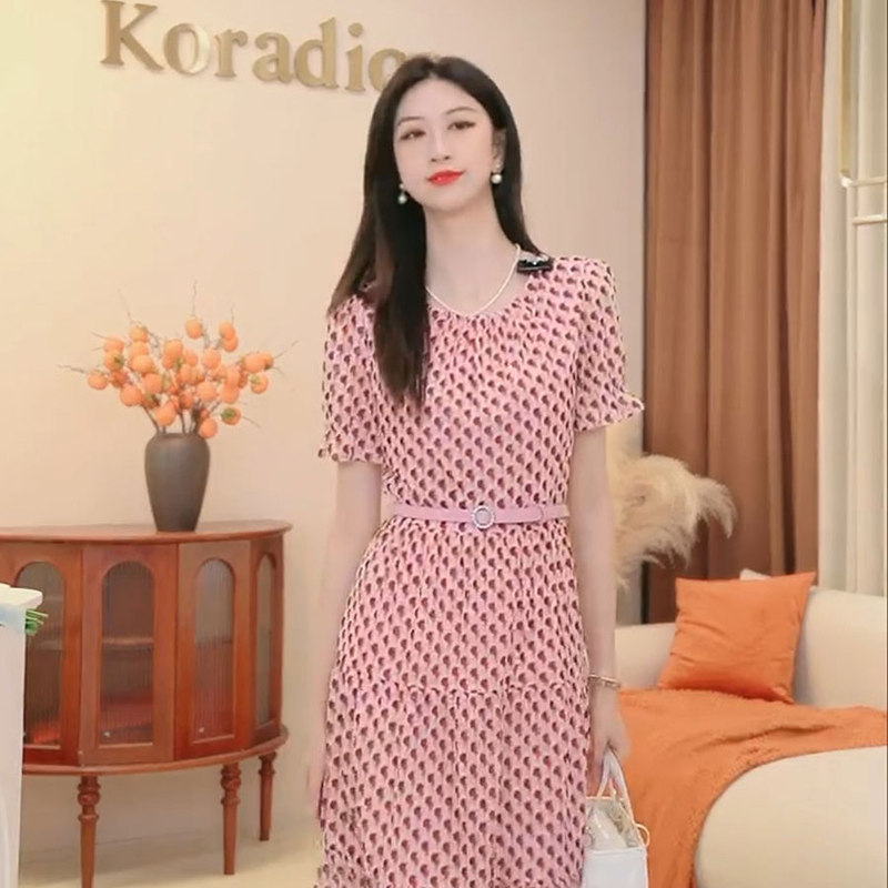【Clearance Sale】Kejia Mall Same Style Summer Round Neck Floral Design Waist-Cinching Mid-Length Dress 【Clearance Sale】Kejia Mall Same Style Summer Round Neck Floral Design Waist-Cinching Mid-Length Dress