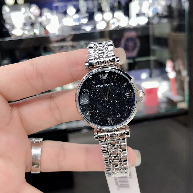 Женские часы Armani, синий звездное небо, кварцевый циферблат, дополненная реальность