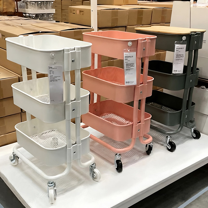 Xinyijia Small Trolley Storage Rack Lasker Mobile Tea Table Book Bag Rack Snack Living Room Kitchen Storage Shelf