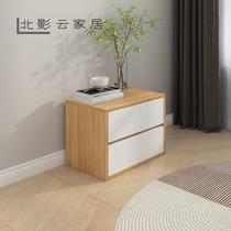 7T bedroom bedside table two-drawer cabinet panel storage cabinet solid wood core bedside cabinet customizable storage bed
