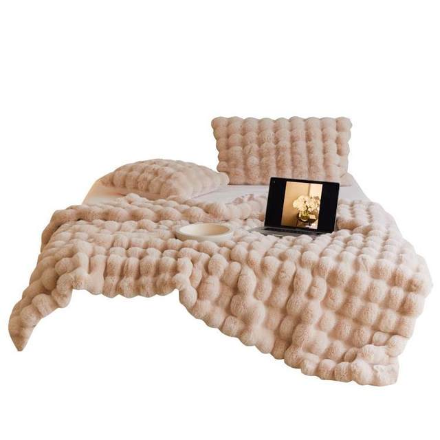 ລະດູຫນາວ Tuscan Rabbit Fur ສັ້ນ Velvet Casual ຖິ້ມ sofa ອ່ອນໂຍນເກົາຫຼີຖິ້ມຜ້າຫົ່ມຫ້ອງການແສງສະຫວ່າງ Luxurious velvet ຜ້າຫົ່ມ