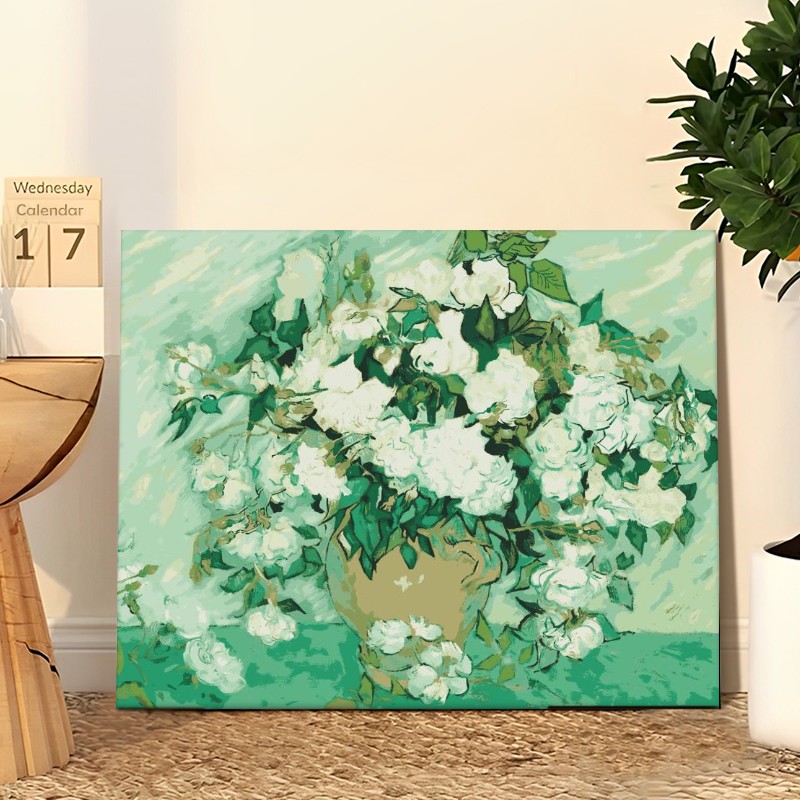油彩画[模写] 莫奈数字油画diy梵高世界名画合集手工涂色解压高级感油彩挂画画