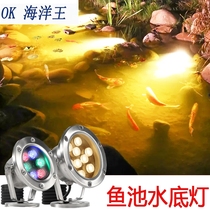 Ocean King explosion-proof lighting underwater lamp fish pond lamp pool underwater lamp rockery waterscape colorful spotlight water curtain fake