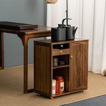 Walnut mobile tea cabinet solid wood kettle integrated coffee table Chinese tea table side cabinet with bucket tea bar machine under it