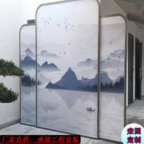 Landscape Painting Glass Clip Silk Glass Clips Silk Glass Art Screen Partition View Wall Landscape Sales Floor With Glass