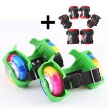Auxiliary wheel light roller skates hot roller skates starry sky school childrens luminous roller skates PU four-wheel heelys shoes