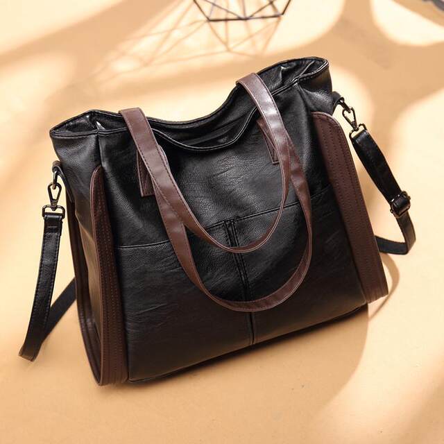 Hand-held crossbody dual-purpose women's bag large capacity genuine leather texture soft leather large bag women's new trendy simple handheld bag