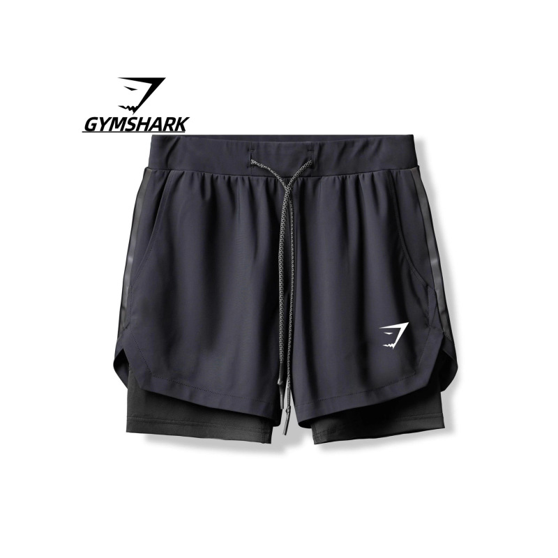 Domestic In-Stock Gymshark Men's Fitness Shorts for Summer Running, Double-Layer Elastic Quick-Dry Shorts for Export