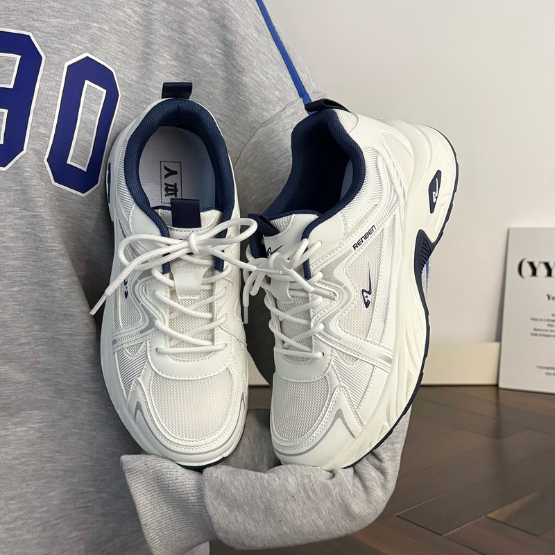 Renben Men's Sneakers Spring 2026 New Versatile White Shoes Trendy Brand High-End Couple Casual Dad Shoes