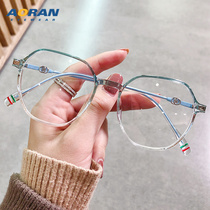 Retro Polygon tr90 transparent anti-blue frame glasses Plain