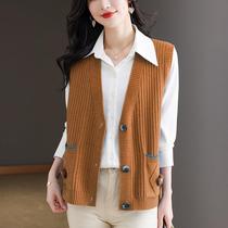 Vest New 2024 Knitted Vest Jacket Womens Spring and Autumn Large Size Western Style Fashionable Sweater Vest Cardigan Trendy