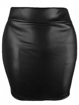 Summer Bodycon Pu Mini Skirt Women Faux Leather Solid Black