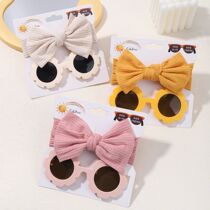 2PC Fashion Baby Hair Accessories Set Soft Bows Headband fo