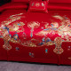 Muji Wedding Four-Piece Set, All-Cotton Festive Wedding Dragon and Phoenix Bedding, Pure Cotton Wedding Bed, Bright Red Wedding Quilt Cover